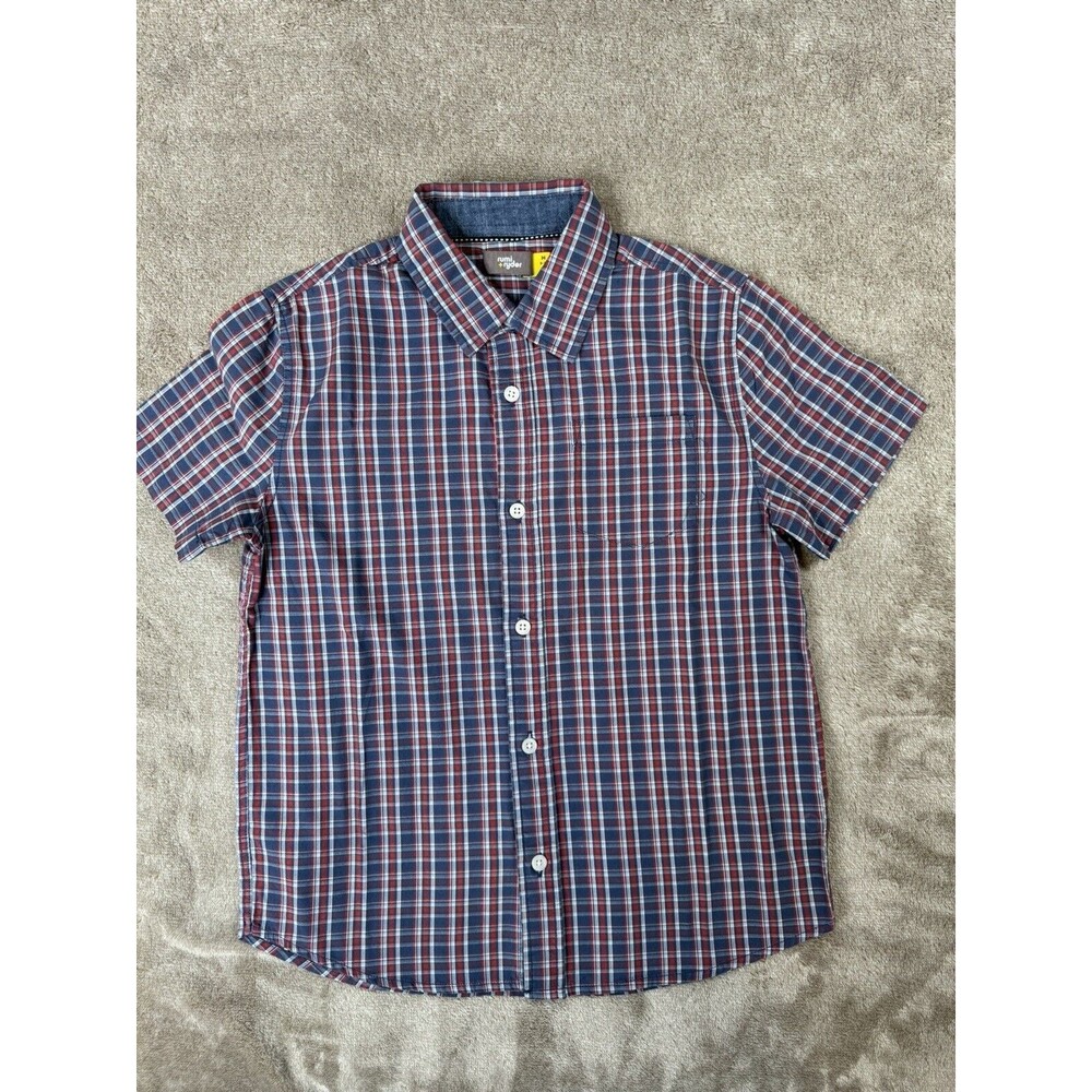 Boys Rumi + Ryder Plaid Button Down Shirt Short Sleeve Size M 8-10 Cotton